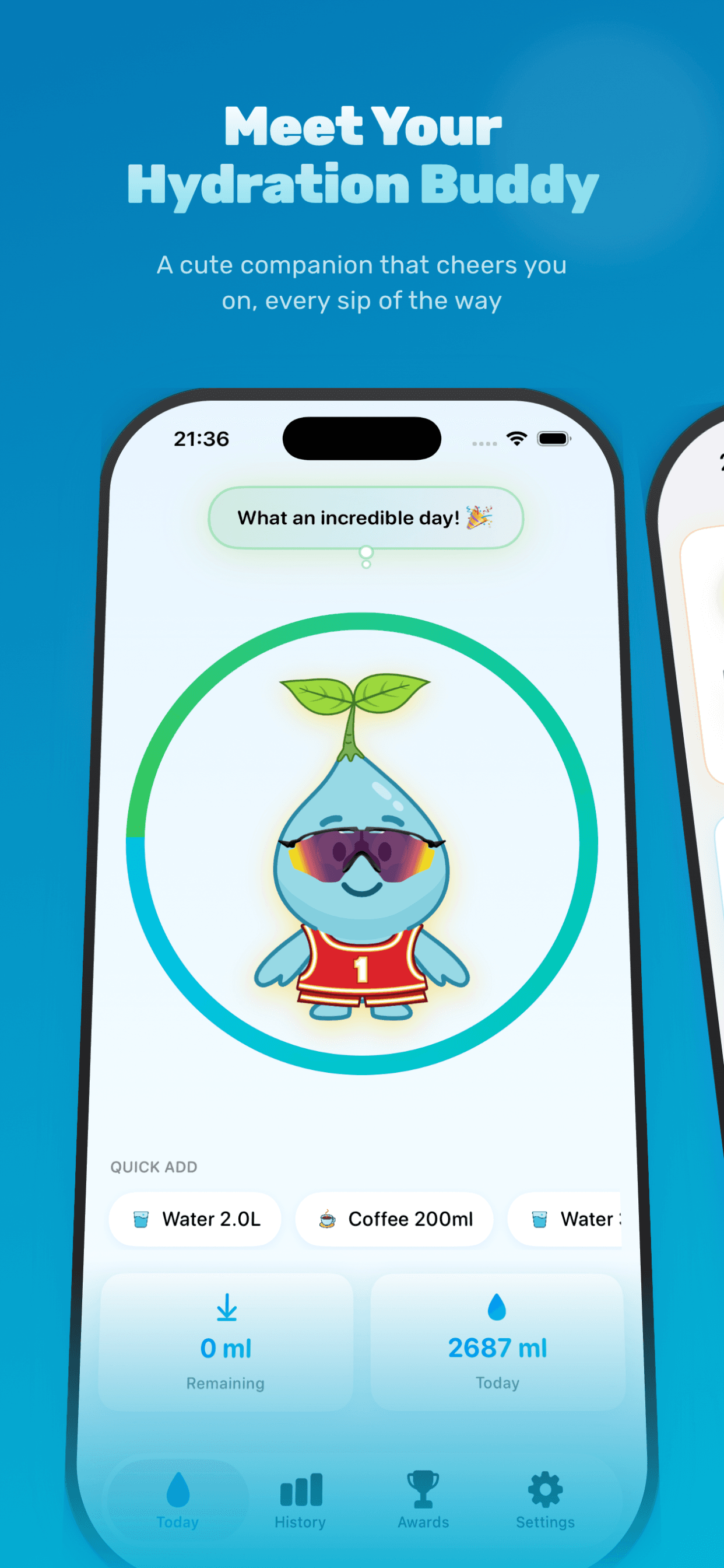 Hydration app home screen